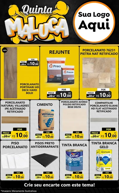 Modelo de Encarte para Encarte Grande com o tema Quinta Maluca para Pisos e revestimentos