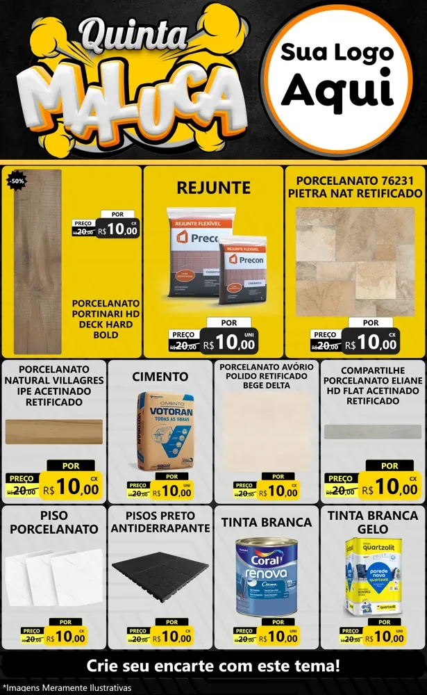 Modelo de Encarte para Encarte Grande com o tema Quinta Maluca para Pisos e revestimentos