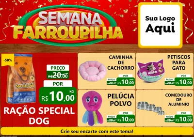 Modelo de Encarte para Encarte A4 Horizontal com o tema Semana Farroupilha para Pet Shop