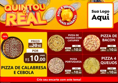 Modelo de Encarte para Encarte A4 Horizontal com o tema Quintou do Real para Pizzaria