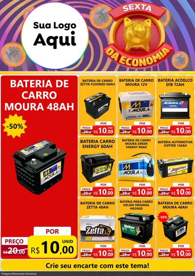 Modelo de Encarte para Encarte A4 Vertical com o tema Sexta da Economia para Baterias Elétricas