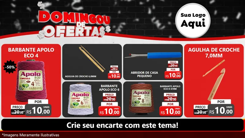 Modelo de TV para TV Horizontal com o tema Domingou de Ofertas para Armarinho e Aviamentos