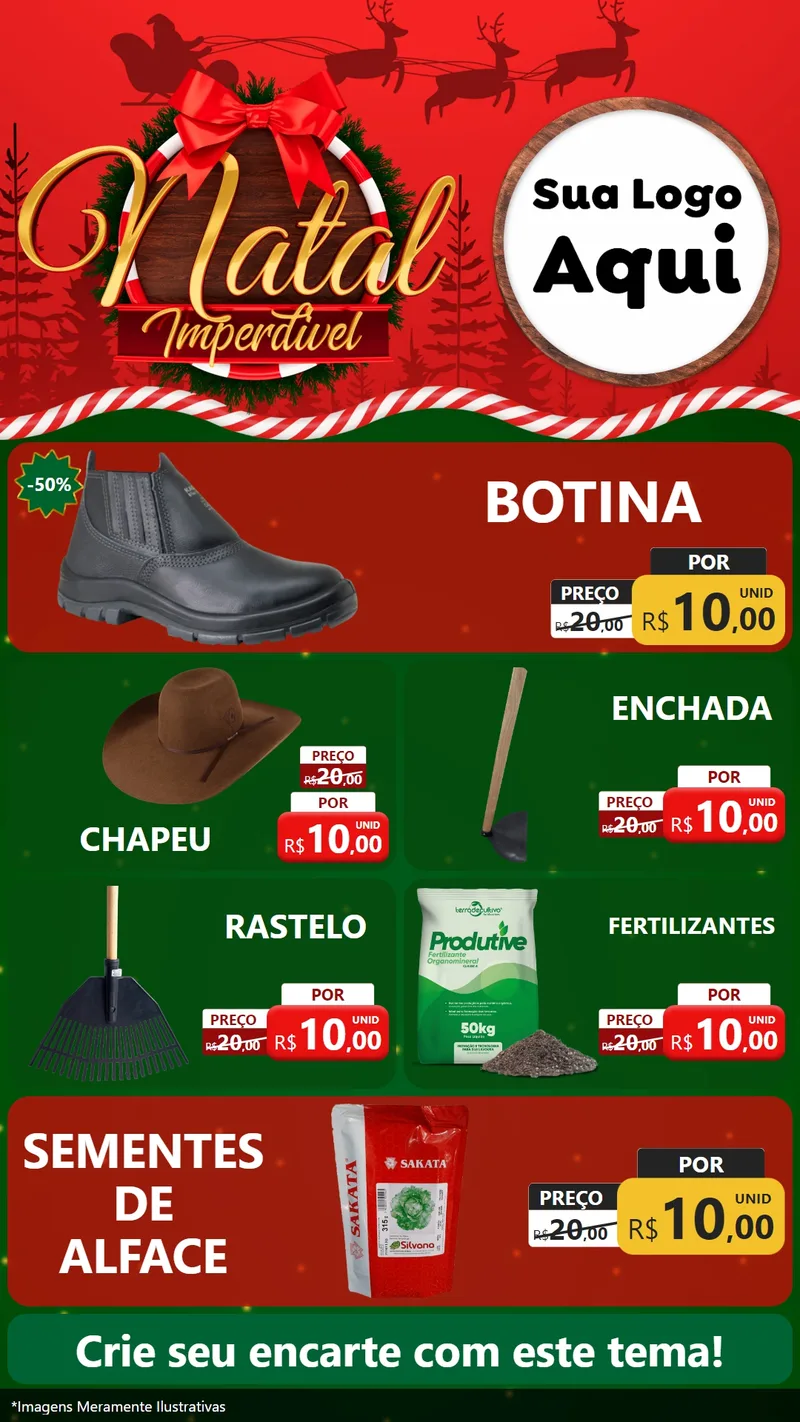 Modelo de TV para TV Vertical com o tema Natal Imperdível para Agropecuária