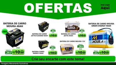 Modelo de TV para TV Horizontal com o tema Ofertas Verde Cartaz para Baterias Elétricas