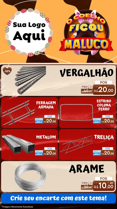 Modelo de TV para TV Vertical com o tema O Coelho Ficou Maluco - Páscoa para Ferragens
