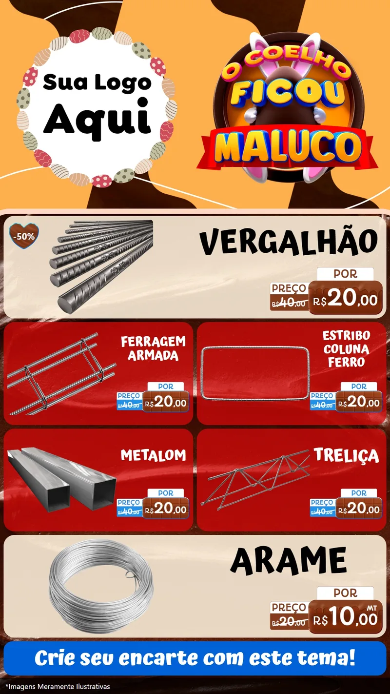 Modelo de TV para TV Vertical com o tema O Coelho Ficou Maluco - Páscoa para Ferragens