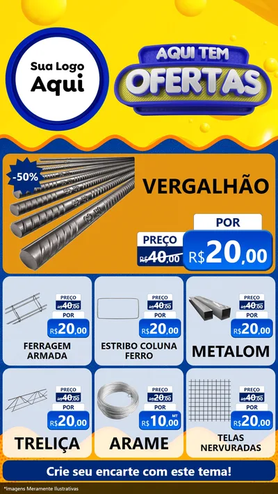 Modelo de Rede Social para Stories com o tema Aqui Tem Ofertas para Ferragens