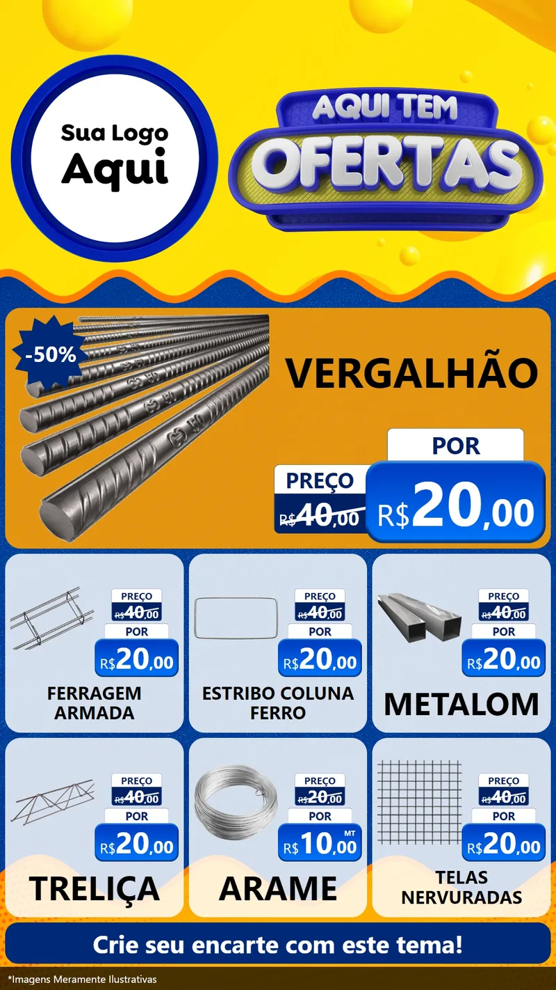 Modelo de Rede Social para Stories com o tema Aqui Tem Ofertas para Ferragens