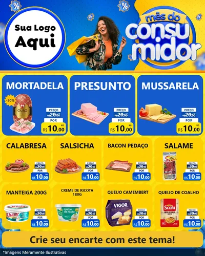 Modelo de Rede Social para Feed Instagram com o tema Mês do Consumidor para Frios e Laticínios