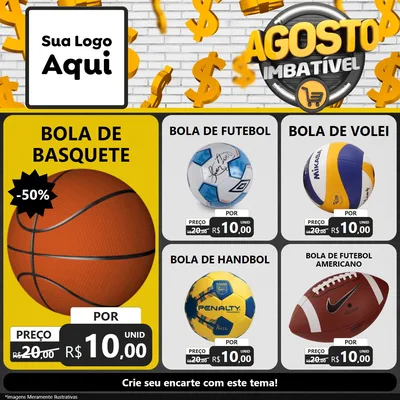 Modelo de Rede Social para Feed Facebook com o tema Agosto imbatível para Artigos Esportivos