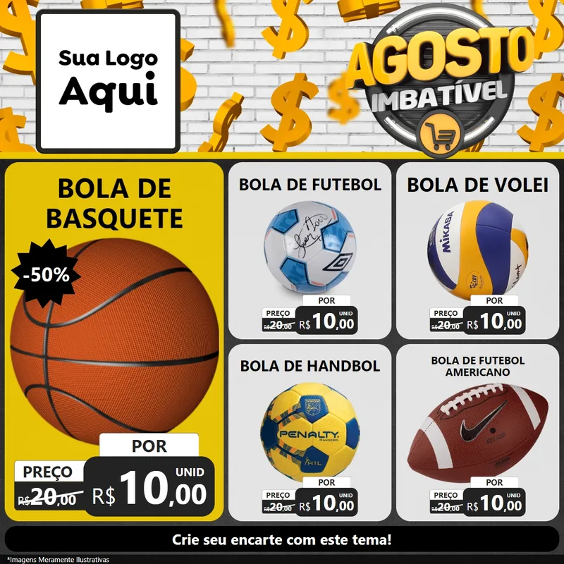Modelo de Rede Social para Feed Facebook com o tema Agosto imbatível para Artigos Esportivos