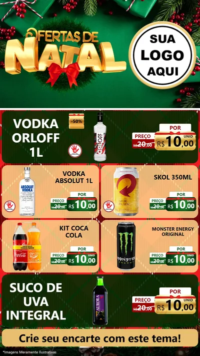 Modelo de TV para TV Vertical com o tema Ofertas de Natal para Distribuidora de bebidas