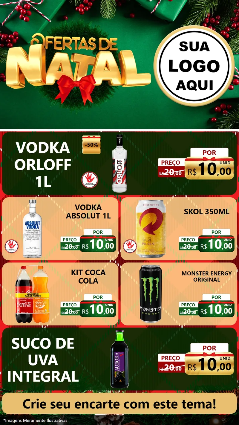 Modelo de TV para TV Vertical com o tema Ofertas de Natal para Distribuidora de bebidas