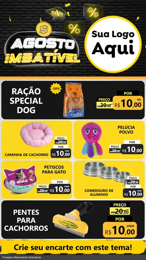 Modelo de TV para TV Vertical com o tema Agosto Imbatível para Pet Shop
