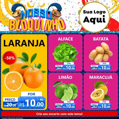 Modelo de Rede Social para Feed Facebook com o tema Nosso Bloquinho para Hortifrúti