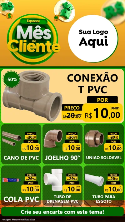 Modelo de Rede Social para Stories com o tema Especial Mês do Cliente para Tubos e conexões