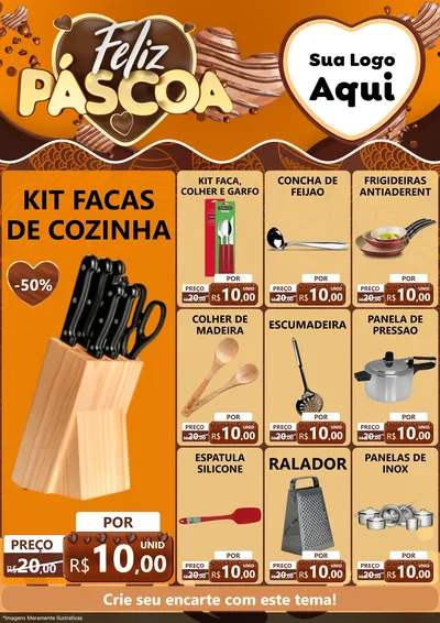 Modelo de Encarte para Encarte A4 Vertical com o tema Feliz Páscoa para Utilidades Domésticas