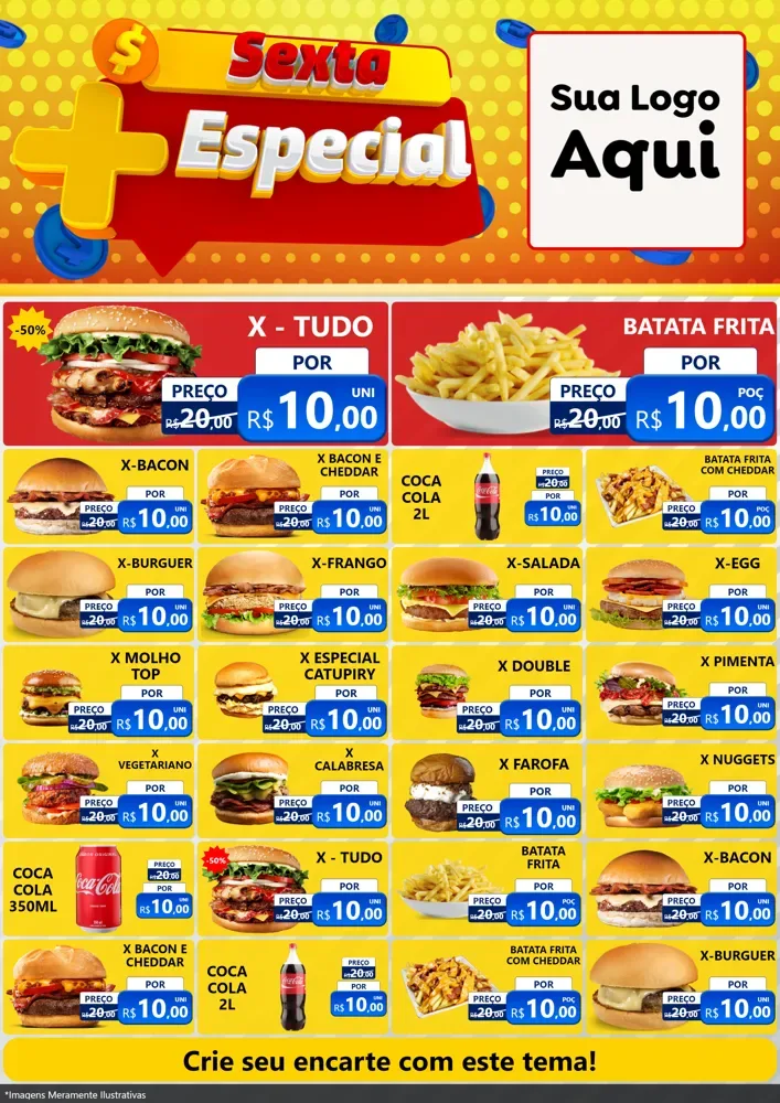Modelo de Encarte para Encarte A4 Vertical com o tema Sexta Mais Especial para Hamburgueria