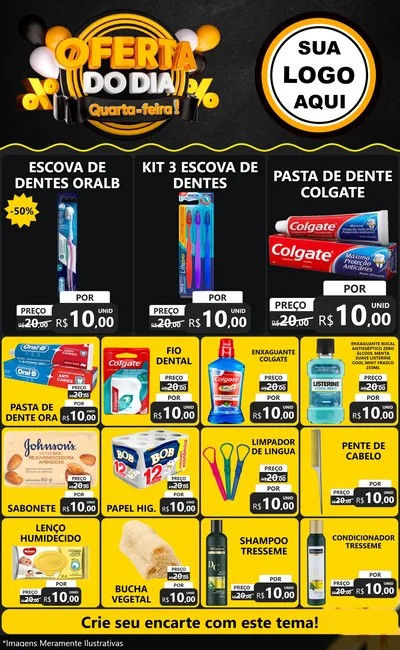 Modelo de Encarte para Encarte Grande com o tema Oferta do Dia - Quarta Feira! para Higiene Pessoal