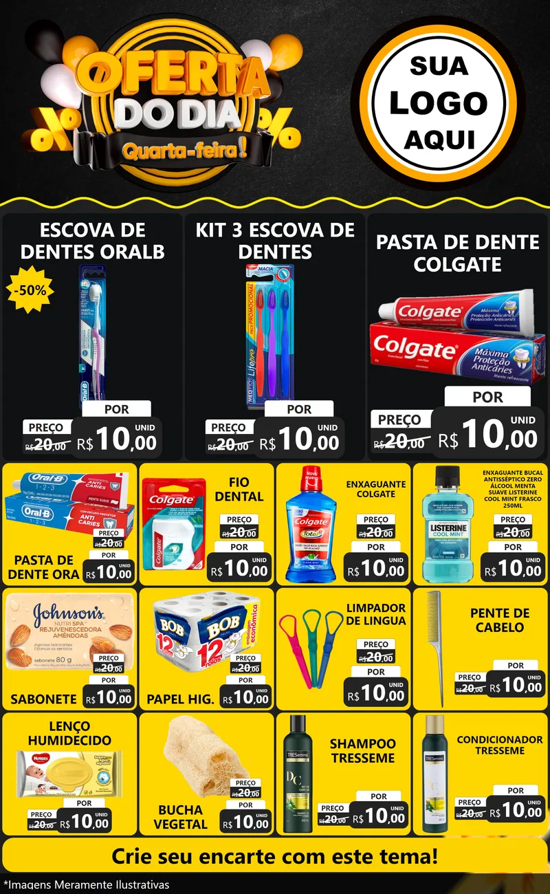Modelo de Encarte para Encarte Grande com o tema Oferta do Dia - Quarta Feira! para Higiene Pessoal