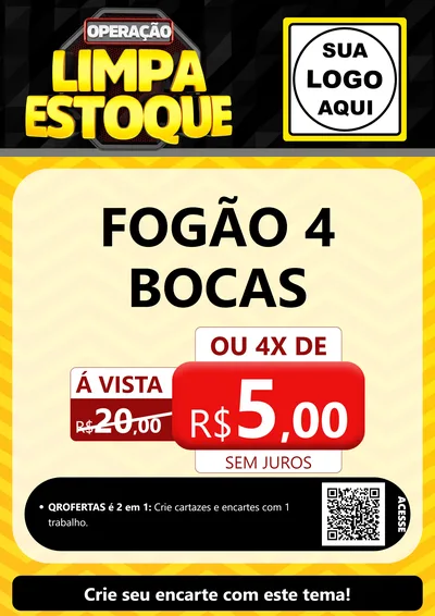 Modelo de Cartaz para Cartaz A4 Vertical com o tema Operação Limpa Estoque para Móveis e Eletro