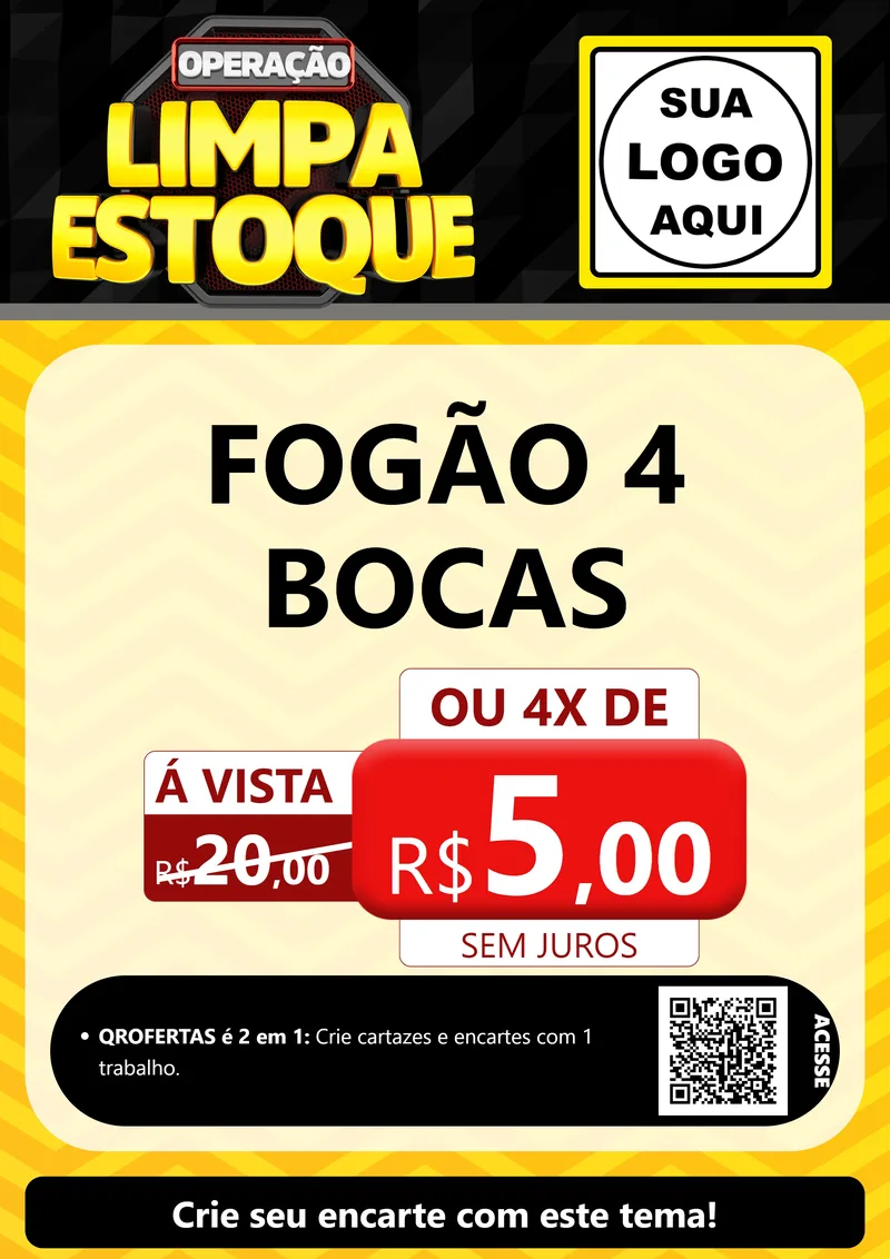 Modelo de Cartaz para Cartaz A4 Vertical com o tema Operação Limpa Estoque para Móveis e Eletro