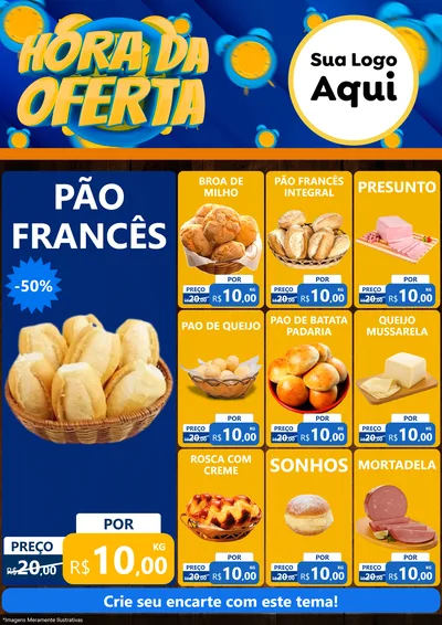Modelo de Encarte para Encarte A4 Vertical com o tema Hora da Oferta para Padaria