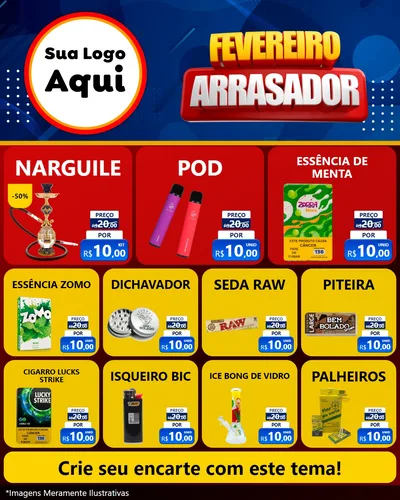Modelo de Rede Social para Feed Instagram com o tema Fevereiro Arrasador para Tabacaria