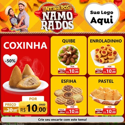 Modelo de Rede Social para Feed Facebook com o tema Arraiá dos Namorados para Salgadaria