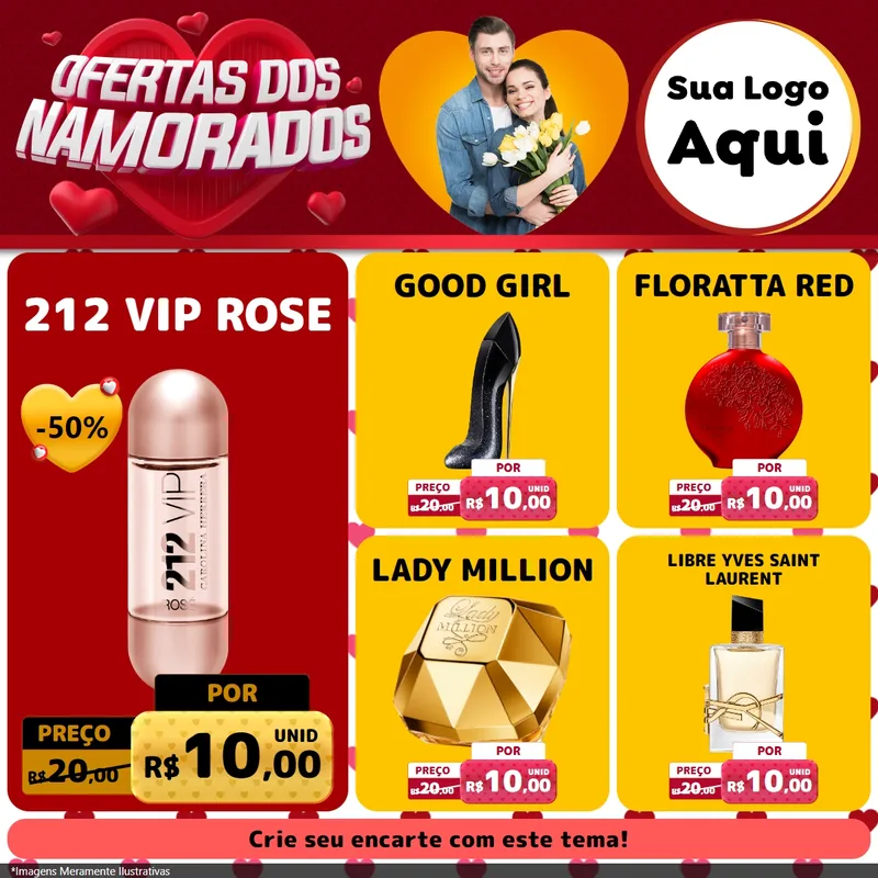 Modelo de Rede Social para Feed Facebook com o tema Ofertas Dos Namorados para Perfumes