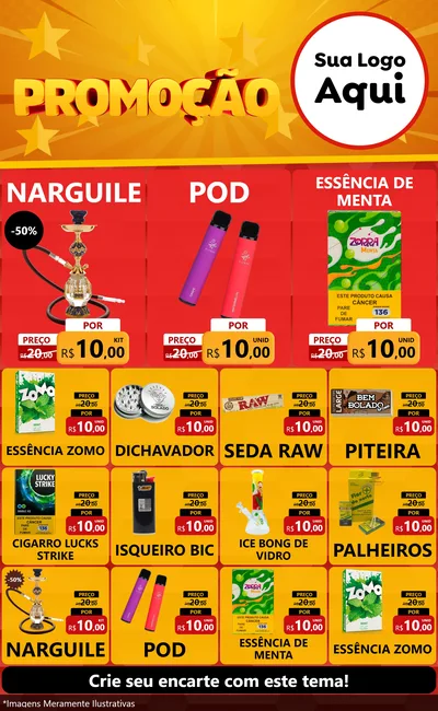 Modelo de Encarte para Encarte Grande com o tema Promoção para Tabacaria