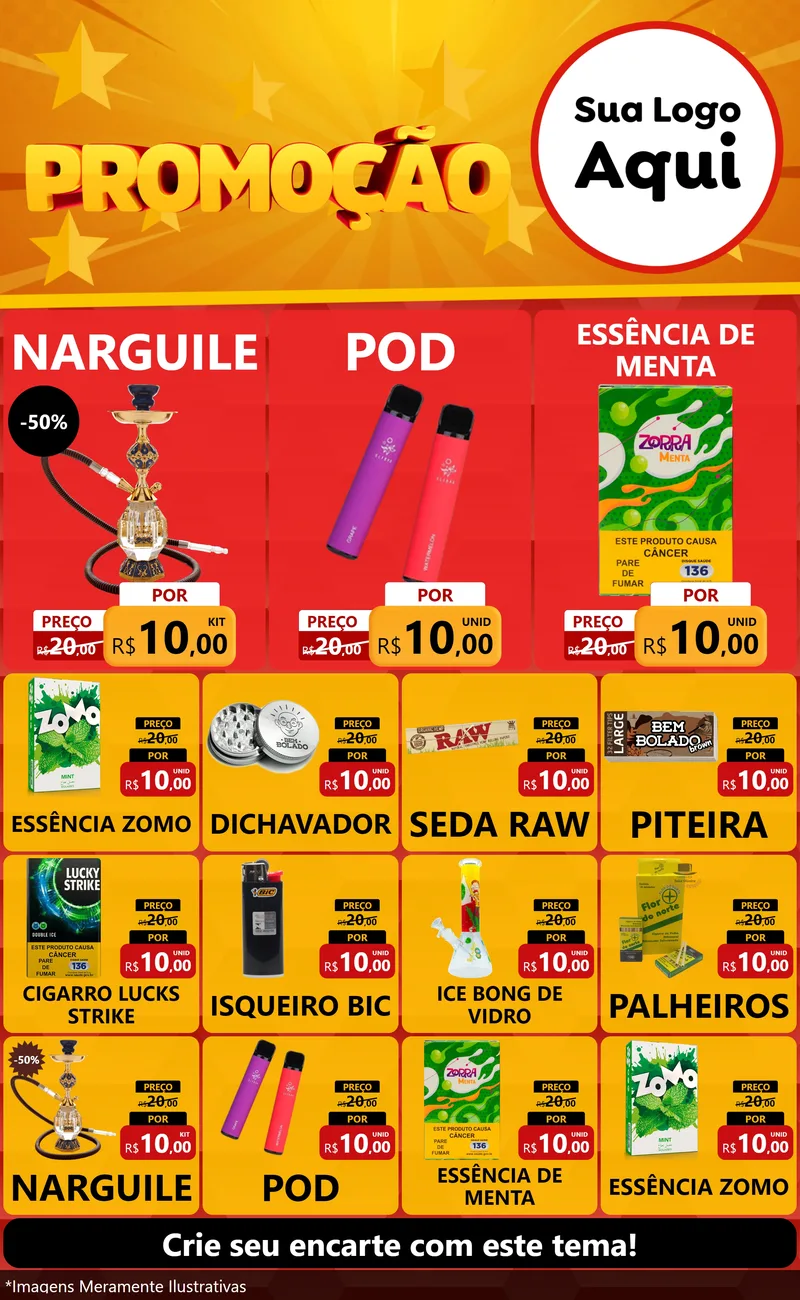Modelo de Encarte para Encarte Grande com o tema Promoção para Tabacaria