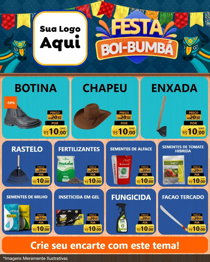 Modelo de Rede Social para Feed Instagram com o tema Festa Boi Bumbá para Agropecuária