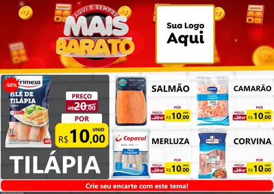 Modelo de Encarte para Encarte A4 Horizontal com o tema Mais Barato para Peixaria