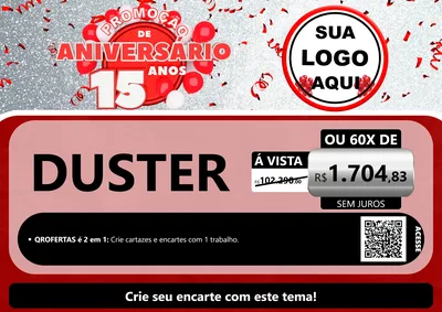 Modelo de Cartaz para Cartaz A4 Horizontal com o tema Promoção de Aniversário - 15 Anos para Concessionaria de Carros