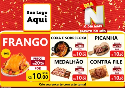 Modelo de Encarte para Encarte A4 Horizontal com o tema Dia N o Dia Mais Barato do Mês para Assados