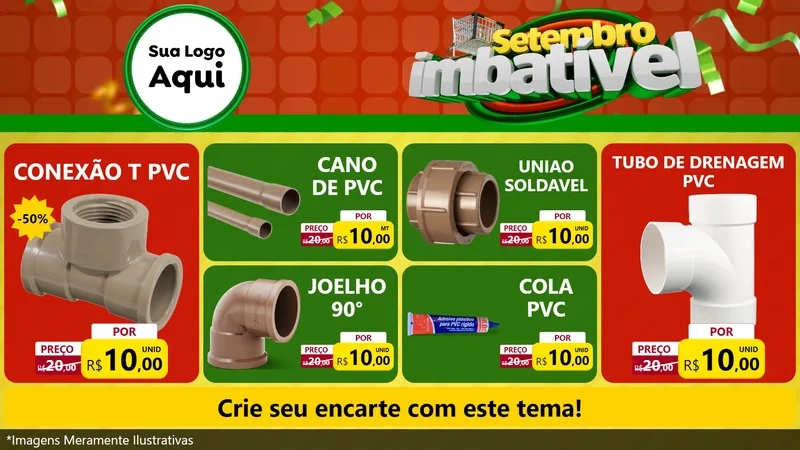 Modelo de TV para TV Horizontal com o tema Setembro Imbatível para Tubos e conexões