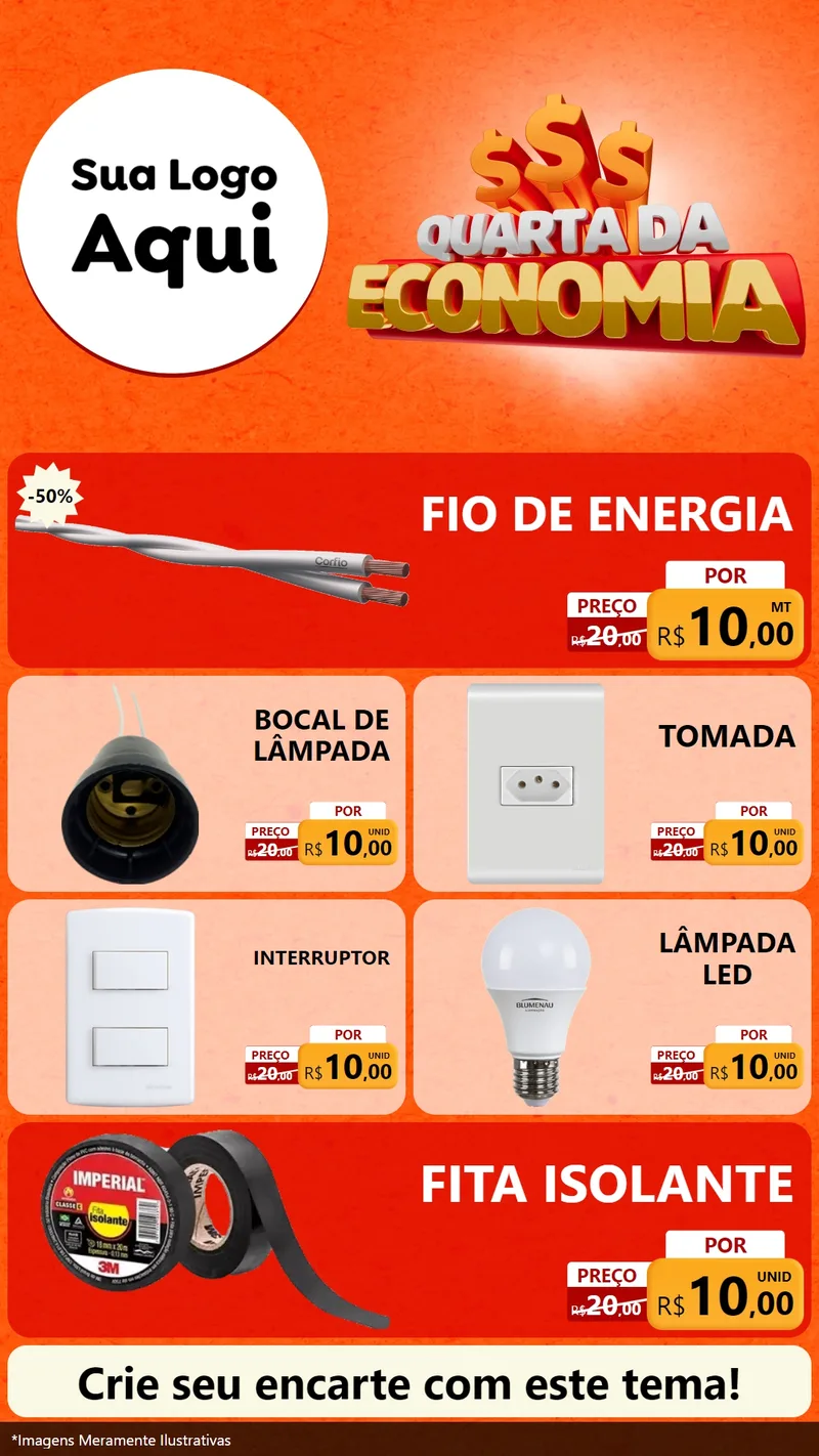 Modelo de TV para TV Vertical com o tema Quarta da Economia para Materiais Elétricos