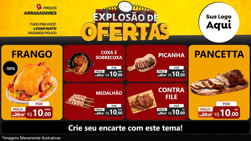 Modelo de TV para TV Horizontal com o tema Explosão de Ofertas para Assados