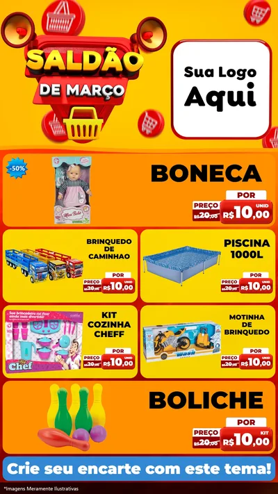 Modelo de TV para TV Vertical com o tema Saldão de Março para Brinquedos