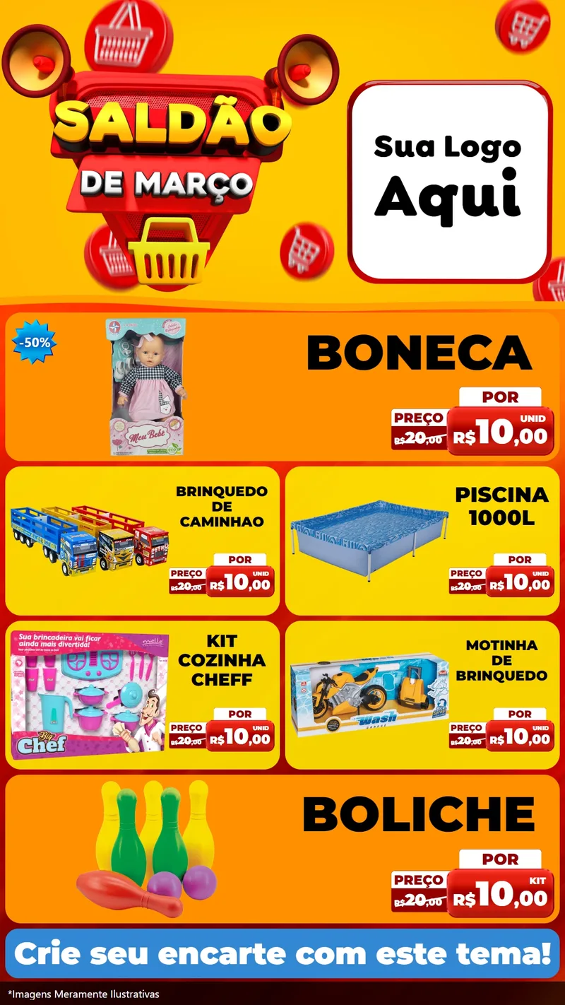Modelo de TV para TV Vertical com o tema Saldão de Março para Brinquedos