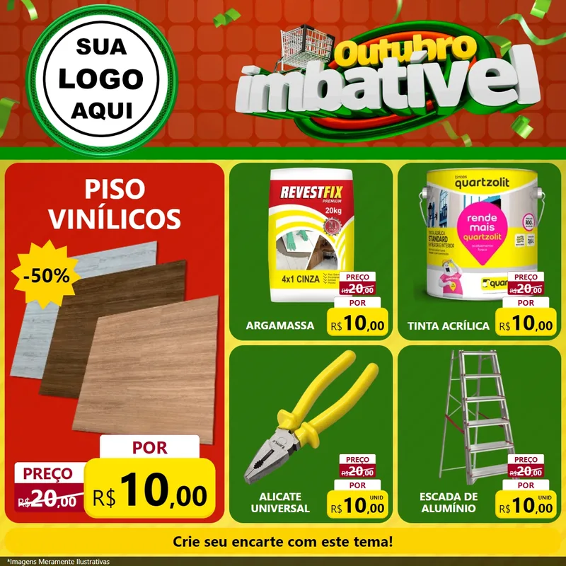 Modelo de Rede Social para Feed Facebook com o tema Outubro Imbatível para Material para Construção