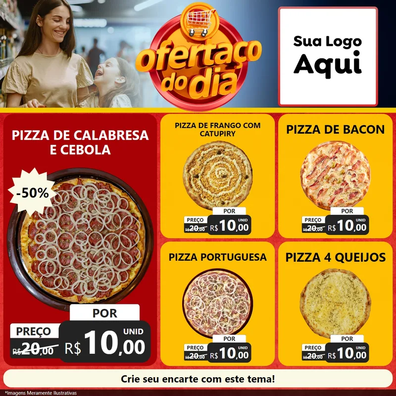 Modelo de Rede Social para Feed Facebook com o tema Ofertaço Do Dia para Pizzaria