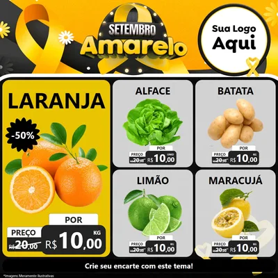 Modelo de Rede Social para Feed Facebook com o tema Setembro Amarelo para Hortifrúti