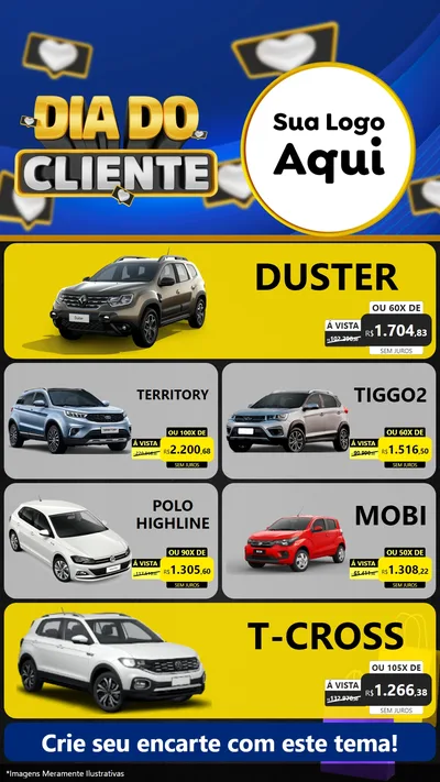 Modelo de TV para TV Vertical com o tema Dia Do Cliente para Concessionaria de Carros