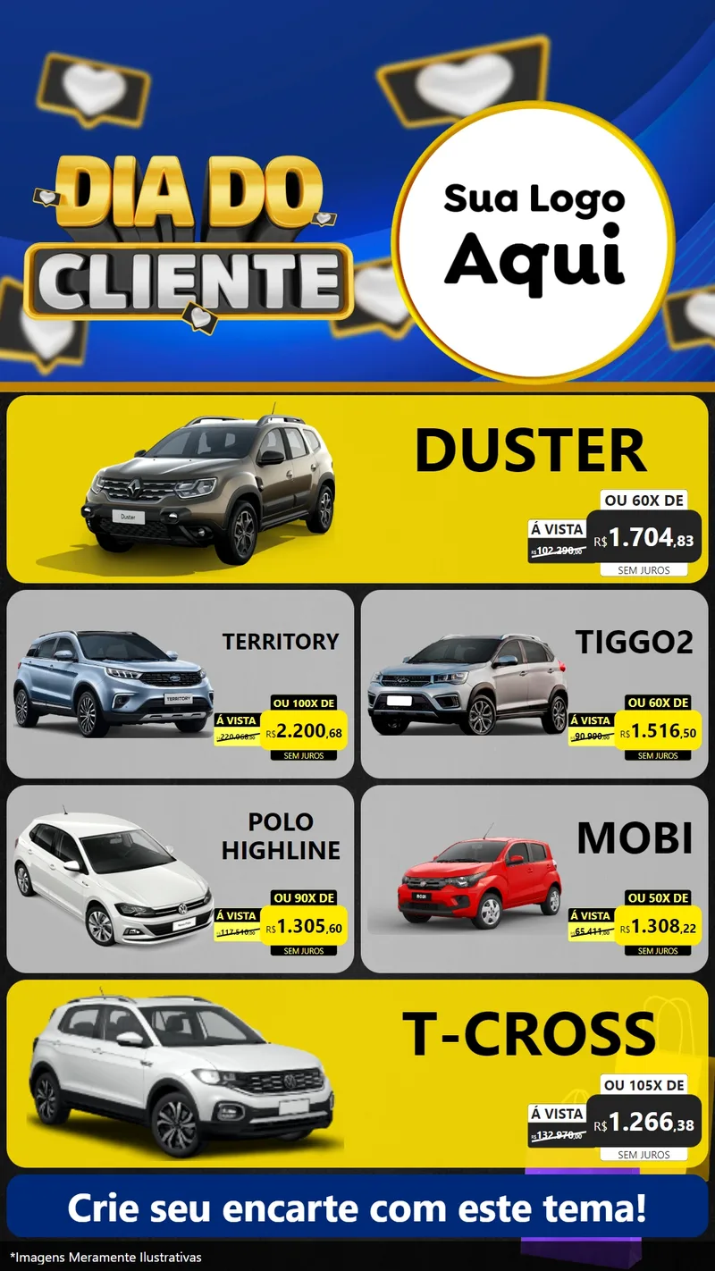 Modelo de TV para TV Vertical com o tema Dia Do Cliente para Concessionaria de Carros