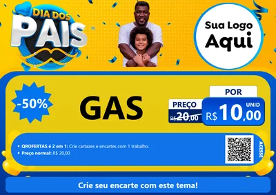 Modelo de Cartaz para Cartaz A4 Horizontal com o tema Dia dos Pais para Água e gás