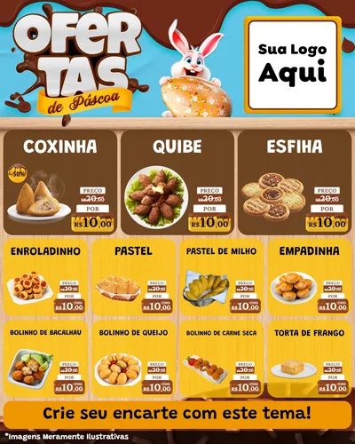 Modelo de Rede Social para Feed Instagram com o tema Ofertas de Páscoa para Salgadaria
