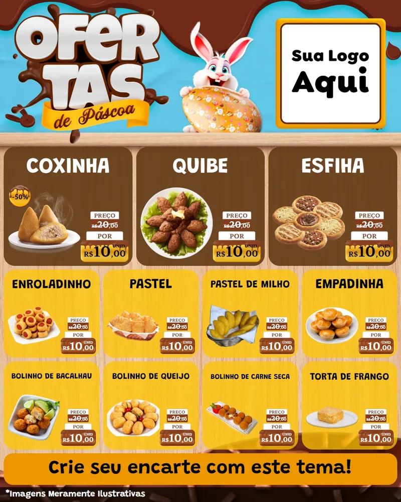 Modelo de Rede Social para Feed Instagram com o tema Ofertas de Páscoa para Salgadaria