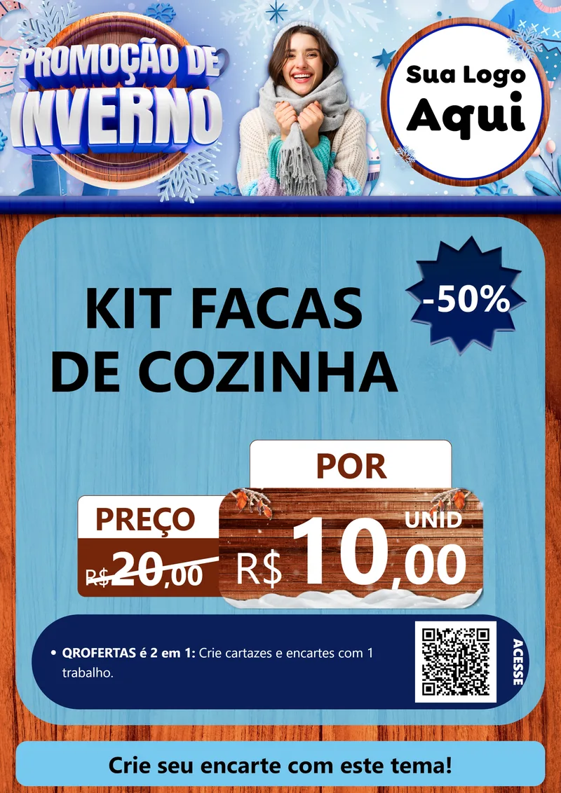 Modelo de Cartaz para Cartaz A4 Vertical com o tema Promoção de Inverno para Utilidades Domésticas